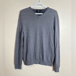 Calvin Klein 100% merino wool Size M Men's Charcoal V-Neck Sweater